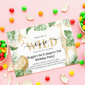 Wild One Oerwoud Greenery & Gold Joint Birthday Kaart