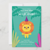Wild One Oerwoud Lion Birthday Kaart (Voorkant)