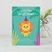 Wild One Oerwoud Lion Birthday Kaart (Staand voorkant)