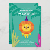 Wild One Oerwoud Lion Birthday Kaart (Voorkant / Achterkant)
