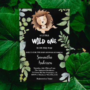 Wild one Oerwoud Lion Safari Foto Baby shower Kaart