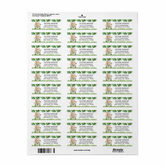 Wild One Oerwoud Return Address Labels (Full Sheet)
