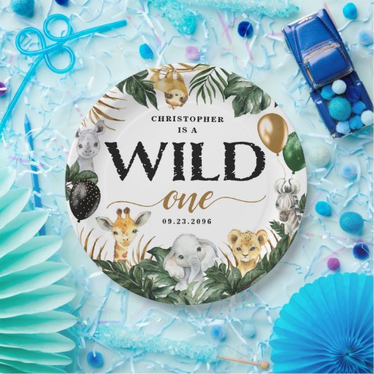 Wild One Oerwoud Safari 11e verjaardag paper P Papieren Bordje (Feest)