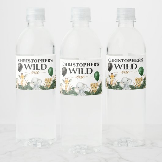 Wild One Oerwoud Safari 11e verjaardag Waterfles Etiket (Flessen)