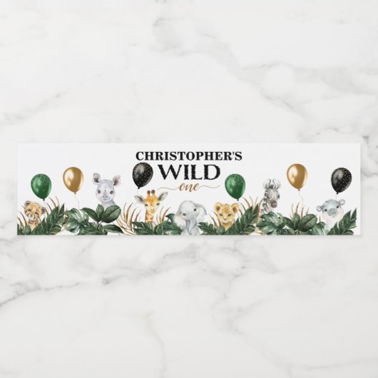 Wild One Oerwoud Safari 11e verjaardag Waterfles Etiket (Enkel label)