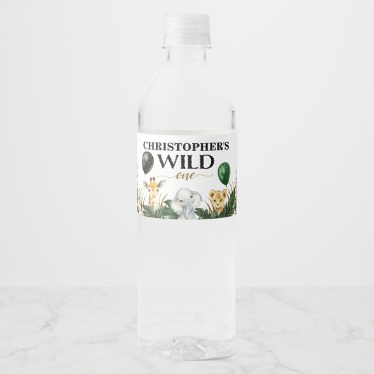 Wild One Oerwoud Safari 11e verjaardag Waterfles Etiket (Voorkant)