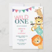 Wild One Oerwoud Safari 1e Verjaardagsuitnodiging Kaart (Voorkant)