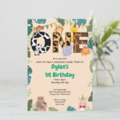 Wild One Oerwoud Safari 1e Verjaardagsuitnodiging Kaart (Staand voorkant)