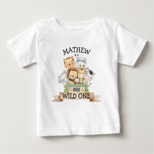 Wild One Oerwoud Safari 1st Birthday Baby T-Shirt