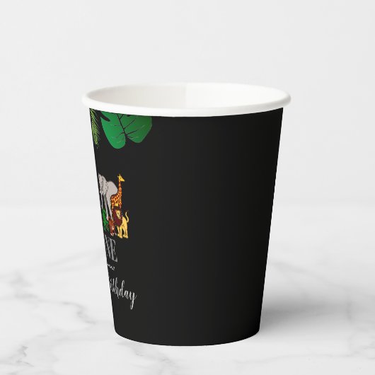 Wild One Oerwoud Safari 1st Birthday Custom Papieren Bekers (Links)