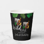 Wild One Oerwoud Safari 1st Birthday Custom Papieren Bekers (Voorkant)