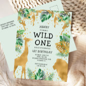 Wild One Oerwoud Safari 1st Birthday Green Uitnodiging Briefkaart