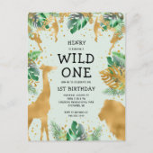 Wild One Oerwoud Safari 1st Birthday Green Uitnodiging Briefkaart (Voorkant)