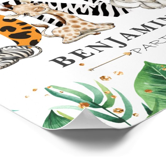 Wild One Oerwoud Safari 1st Birthday Party Poster (Hoek)