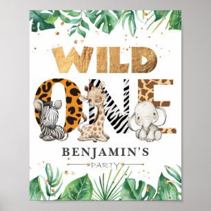 Wild One Oerwoud Safari 1st Birthday Party Poster