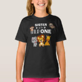 Wild One Oerwoud Safari 1st Birthday Sister T-shirt (Voorkant)