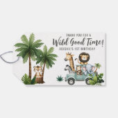 Wild One Oerwoud Safari 1ste verjaardag Cadeaulabel (Achterkant Horizontaal)