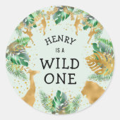 Wild One Oerwoud Safari 1ste verjaardag groene par Ronde Sticker (Voorkant)