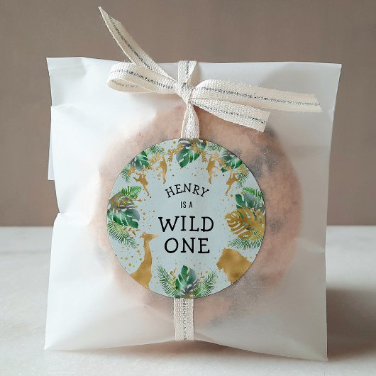 Wild One Oerwoud Safari 1ste verjaardag groene par Ronde Sticker