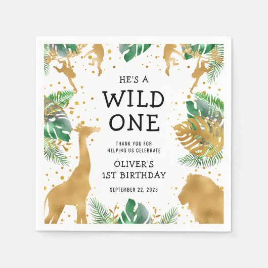 Wild One Oerwoud Safari 1ste verjaardag Servet (Voorkant)