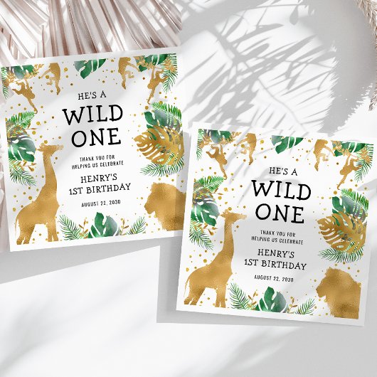 Wild One Oerwoud Safari 1ste verjaardag Servet