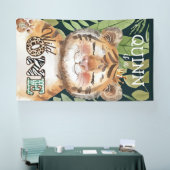 Wild One Oerwoud Safari 1ste verjaardag Spandoek (Beurs)