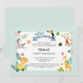 Wild One Oerwoud Safari Animal 1ste verjaardag Kaart (Voorkant / Achterkant)