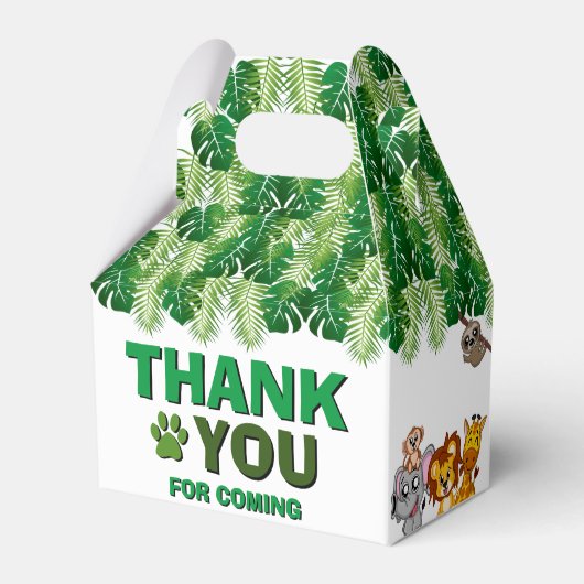 Wild One Oerwoud Safari Animal Birthday Dank je Bedankdoosjes (Achterkant)