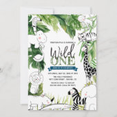 Wild One Oerwoud Safari Animal Boys Kaart (Voorkant)