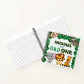 Wild One Oerwoud Safari Animal First Birthday Gues Notitieboek (Binnen)