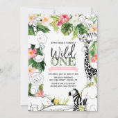 Wild One Oerwoud Safari Animal Girls Kaart (Voorkant)