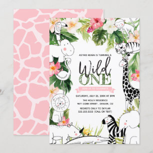 Wild One Oerwoud Safari Animal Girls Kaart