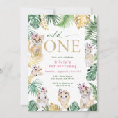 Wild One Oerwoud Safari Animal Gold 1e Verjaardag Kaart (Voorkant)