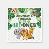 Wild One Oerwoud Safari Animal Twins First Birthda Servet (Voorkant)