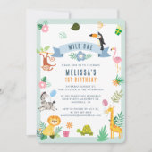 Wild One Oerwoud Safari Animals 1e verjaardag Kaart (Voorkant)