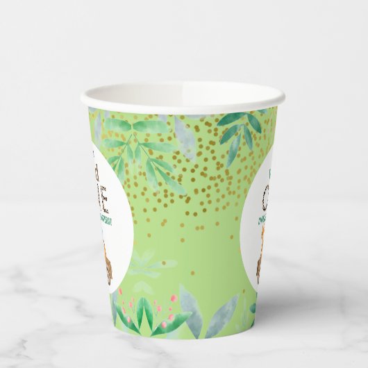 Wild One Oerwoud Safari Animals 1e verjaardag Papieren Bekers (Links)