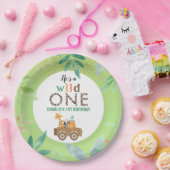 Wild One Oerwoud Safari Animals 1e verjaardag Papieren Bordje (Feest)