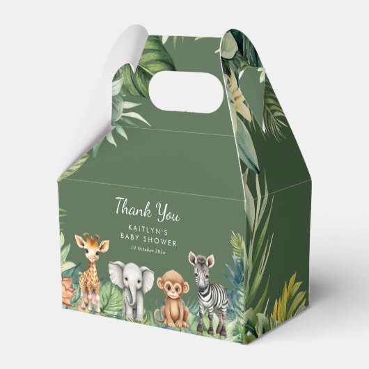Wild One Oerwoud Safari Animals Baby shower Bedankdoosjes (Achterkant)