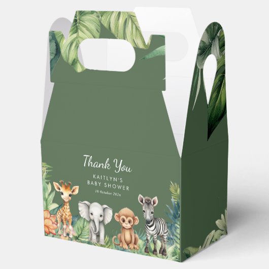 Wild One Oerwoud Safari Animals Baby shower Bedankdoosjes (Geopend)