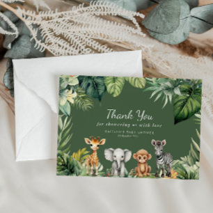 Wild One Oerwoud Safari Animals Baby shower Bedankkaart