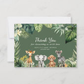 Wild One Oerwoud Safari Animals Baby shower Bedankkaart (Voorkant)