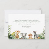Wild One Oerwoud Safari Animals Baby shower Bedankkaart (Achterkant)