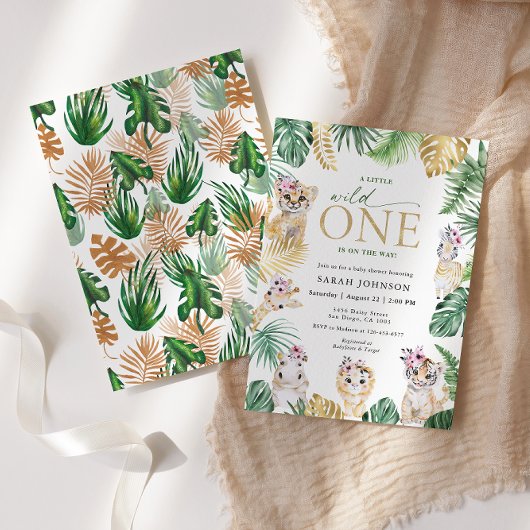 Wild One Oerwoud Safari Animals Baby shower Kaart