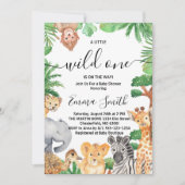 Wild One Oerwoud Safari Animals Baby shower Kaart (Voorkant)
