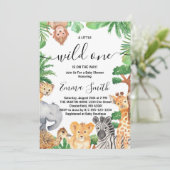 Wild One Oerwoud Safari Animals Baby shower Kaart (Staand voorkant)