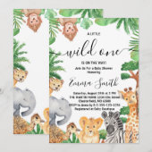 Wild One Oerwoud Safari Animals Baby shower Kaart (Voorkant / Achterkant)