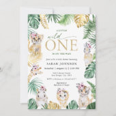 Wild One Oerwoud Safari Animals Baby shower Kaart (Voorkant)