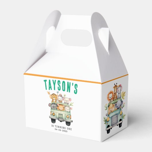 Wild One Oerwoud Safari Animals Bedankdoosjes (Voorkant Zijde)