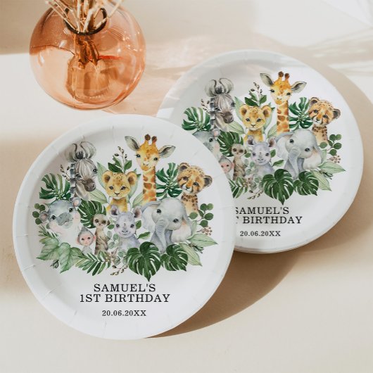 Wild One Oerwoud Safari Animals Birthday Papieren Bordje