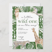 Wild One Oerwoud Safari Animals Boy Baby shower Kaart (Voorkant)